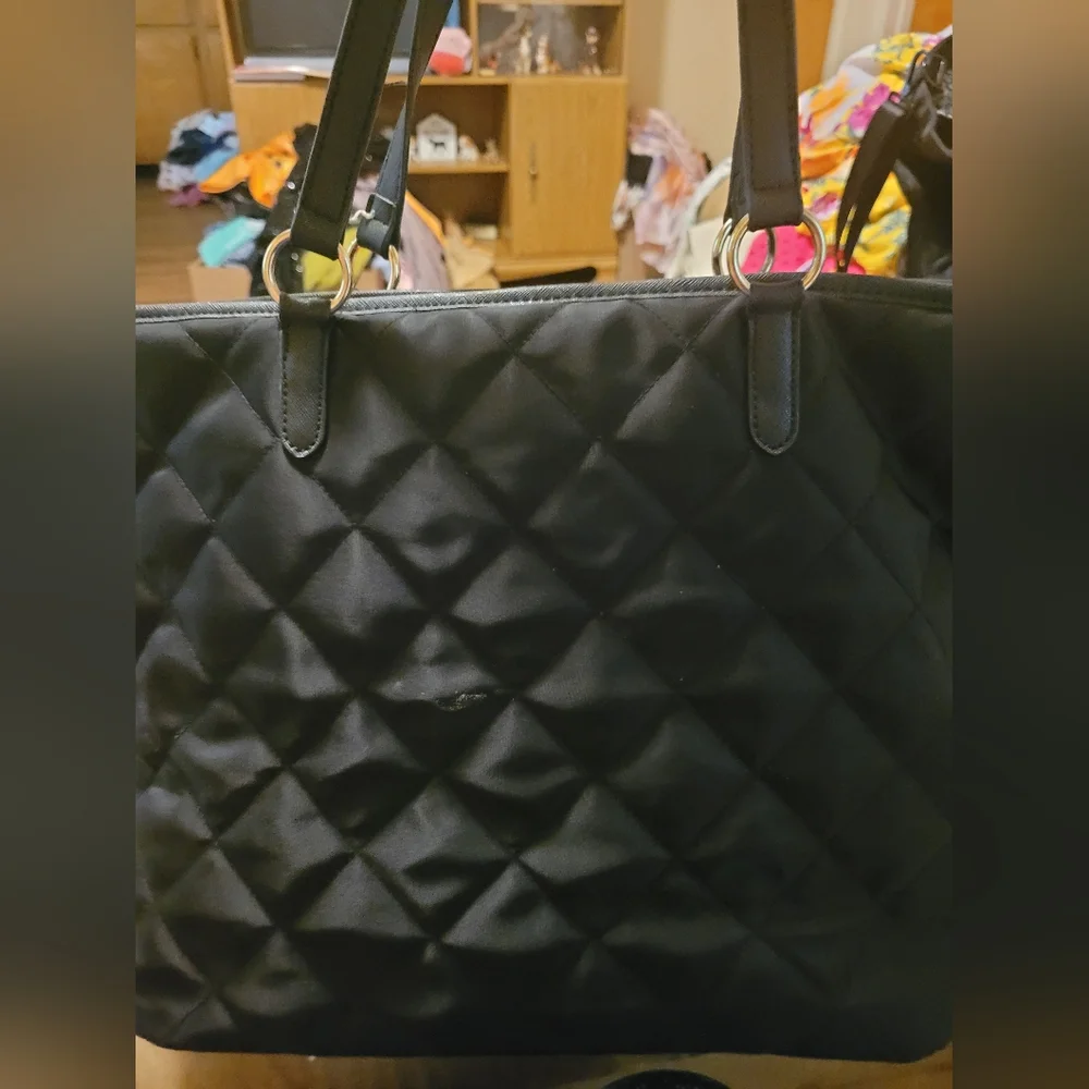 Tommy Hilfiger Black Quilted Tote Bag